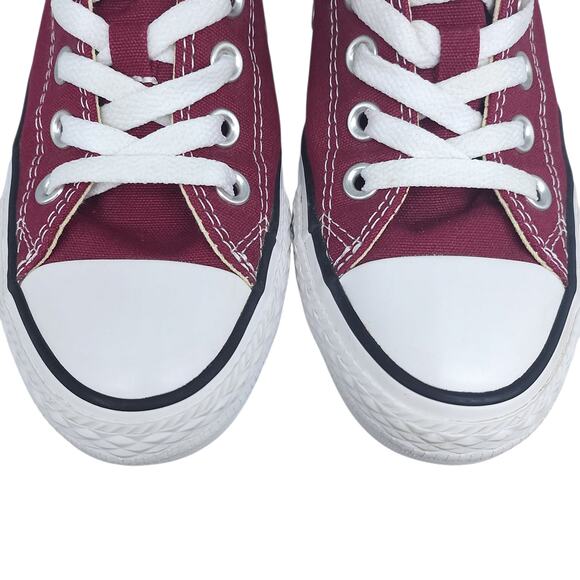 Converse Shoes Womens 7 Red Burgundy Maroon White Low Tops Skater Preppy Grunge - Picture 5 of 12